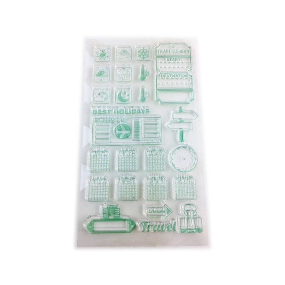 Daily Travel Planner Stamp Kit 25 Pcs Calendar Weather Activity Tracker mq